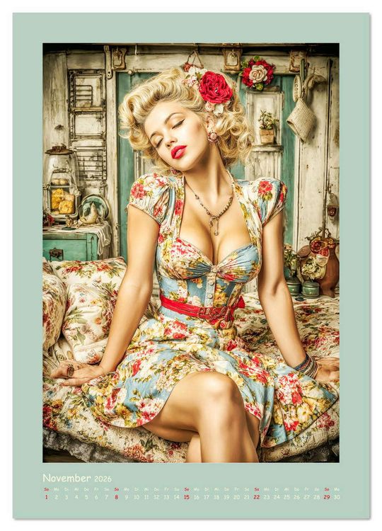 Produktbild: Flair der 50er Jahre. Girls im nostalgischen Pin-up-Stil (Wandkalender 2026 DIN A4 hoch), CALVENDO Monatskalender