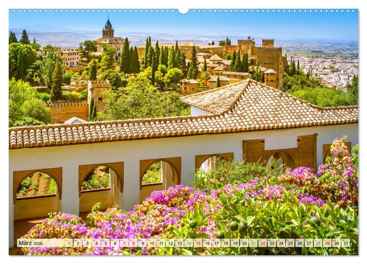 Produktbild: Zauberhaftes S&uuml;dspanien: Malaga - Sevilla - Granada - Ronda - Antequera (hochwertiger Premium Wandkalender 2026 DIN A2 quer), Kunstdruck in Hochglanz