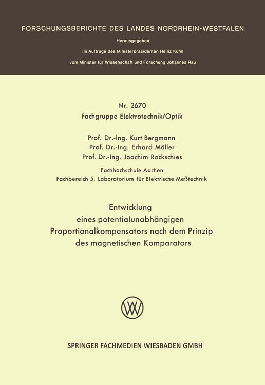 Produktbild: Entwicklung eines potentialunabh&auml;ngigen Proportionalkompensators nach dem Prinzip des magnetischen Komparators
