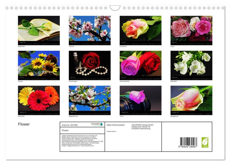 Produktbild: Flower (Wandkalender 2026 DIN A3 quer), CALVENDO Monatskalender