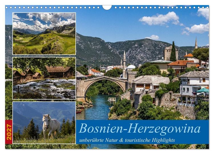 Produktbild: Bosnien-Herzegowina, unber&uuml;hrte Natur und touristische Highlights (Wandkalender 2027 DIN A3 quer), CALVENDO Monatskalender