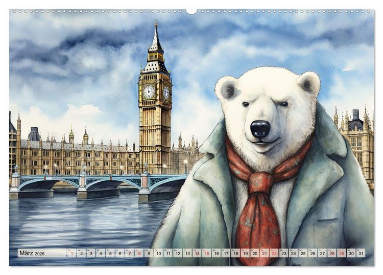 Produktbild: Eisb&auml;r Eik auf Europareise (Wandkalender 2026 DIN A2 quer), CALVENDO Monatskalender