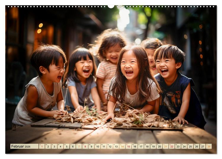 Produktbild: Kinder Lachen (hochwertiger Premium Wandkalender 2026 DIN A2 quer), Kunstdruck in Hochglanz