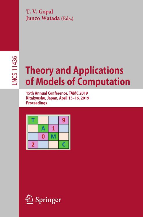 Produktbild: Theory and Applications of Models of Computation