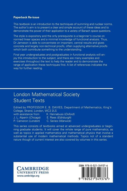 Produktbild: Summing and Nuclear Norms in Banach Space Theory