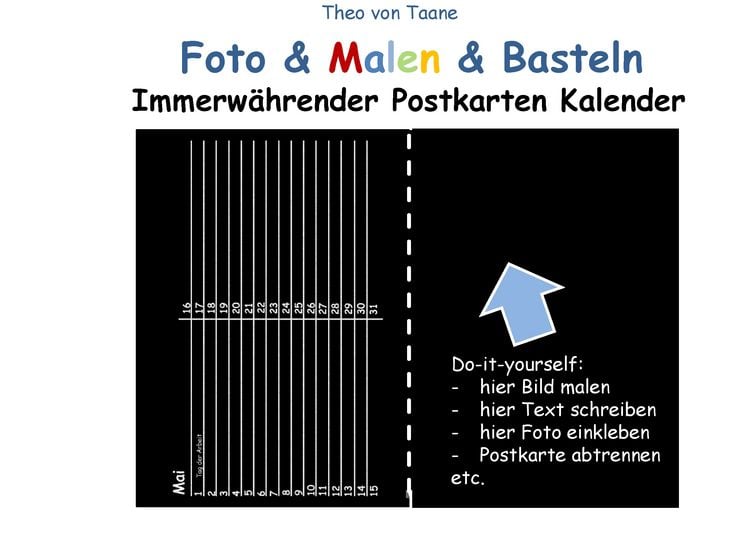 Produktbild: Foto & Malen & Basteln - Immerw&auml;hrender Postkarten Kalender - schwarz (kartonierte Ausgabe in Ringbindung)