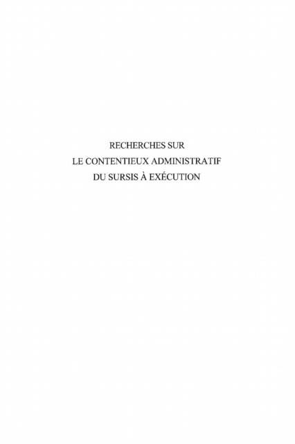 Produktbild: Recherches Sur Le Contentieux Administratif Du Sursis a Execution