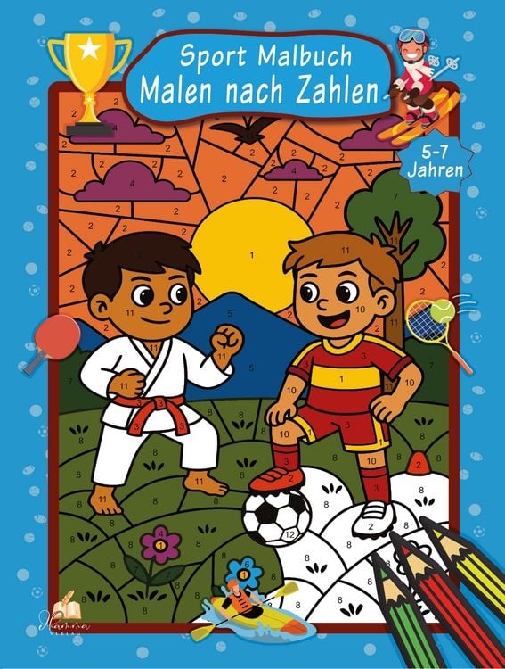 Produktbild: Malen nach Zahlen Sport Malbuch f&uuml;r Jungen ab 5&ndash;7 Jahren mit 50 Ausmalbildern