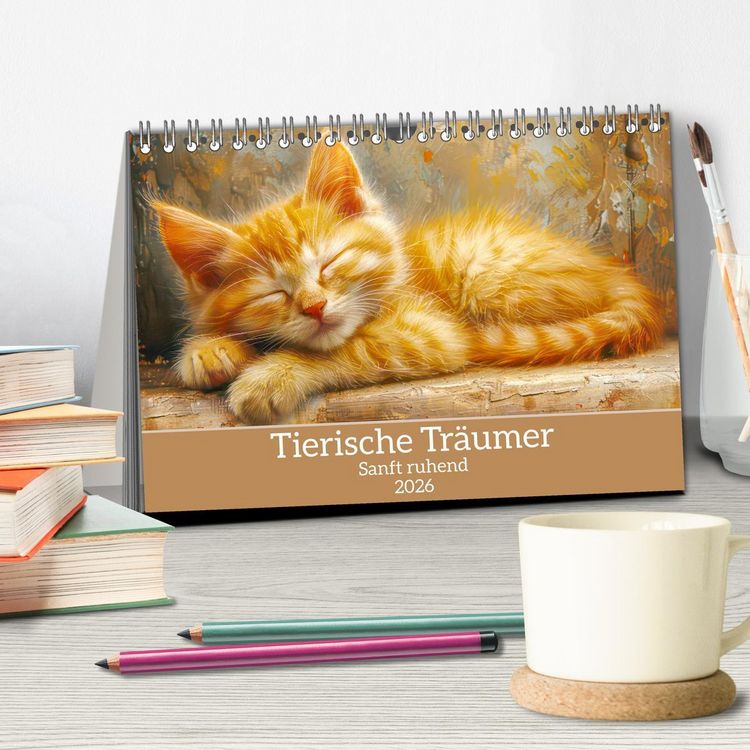 Produktbild: Tierische Tr&auml;umer - Sanft ruhend (Tischkalender 2026 DIN A5 quer), CALVENDO Monatskalender