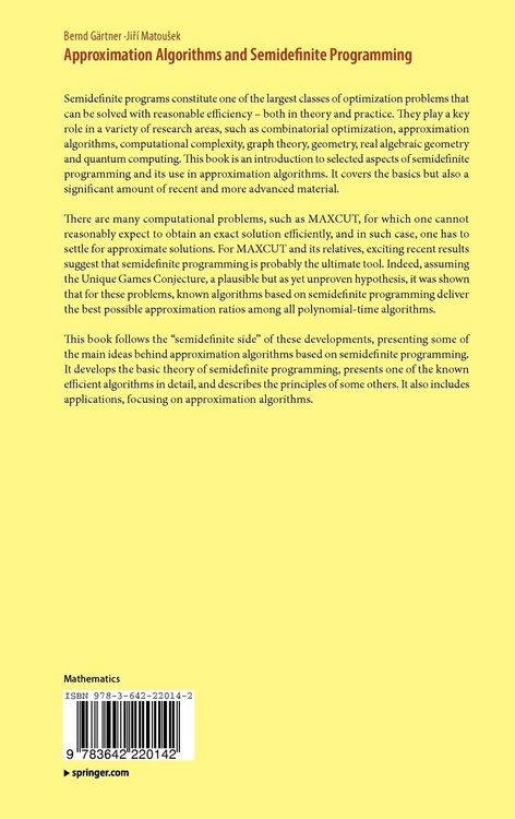 Produktbild: Approximation Algorithms and Semidefinite Programming