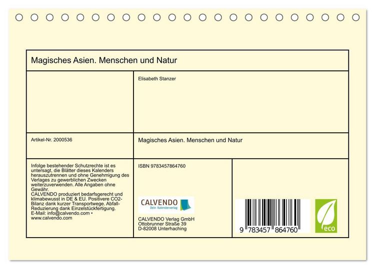 Produktbild: Magisches Asien. Menschen und Natur (Tischkalender 2026 DIN A5 quer), CALVENDO Monatskalender