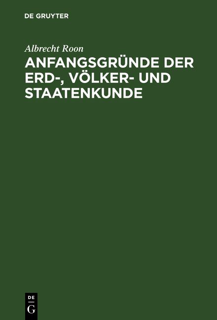 Produktbild: Anfangsgr&uuml;nde der Erd-, V&ouml;lker- und Staatenkunde