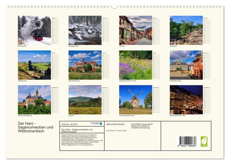 Produktbild: Der Harz - Sagenumwoben und Wildromantisch (hochwertiger Premium Wandkalender 2026 DIN A2 quer), Kunstdruck in Hochglanz