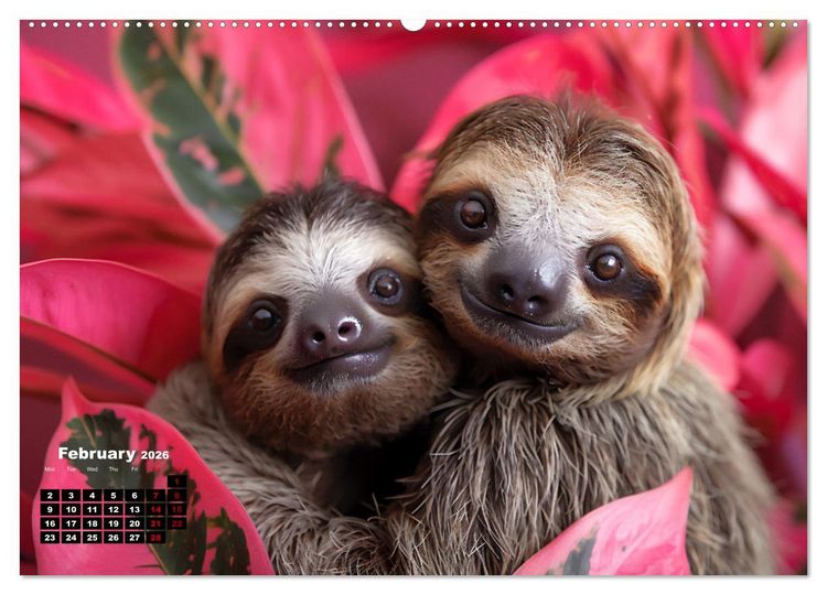 Produktbild: sweet sloths - relaxed throughout the year (High Quality Premium Wall Calendar 2026 DIN A2 landscape),CALVENDO 12 Month Wall Calendar
