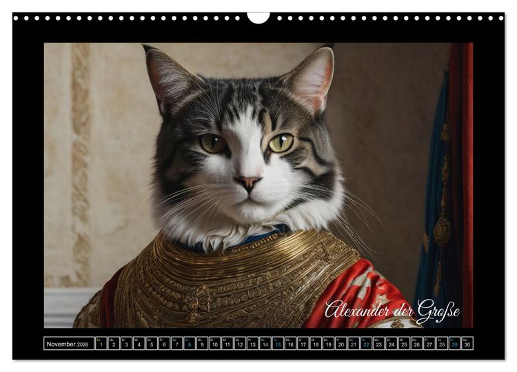 Produktbild: Katzen der Ber&uuml;hmtheiten - Ein Jahr voller ikonischer Schnurrhaare (Wandkalender 2026 DIN A3 quer), CALVENDO Monatskalender