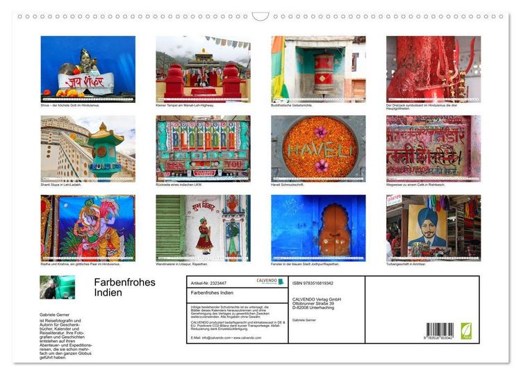 Produktbild: Farbenfrohes Indien (Wandkalender 2027 DIN A2 quer), CALVENDO Monatskalender