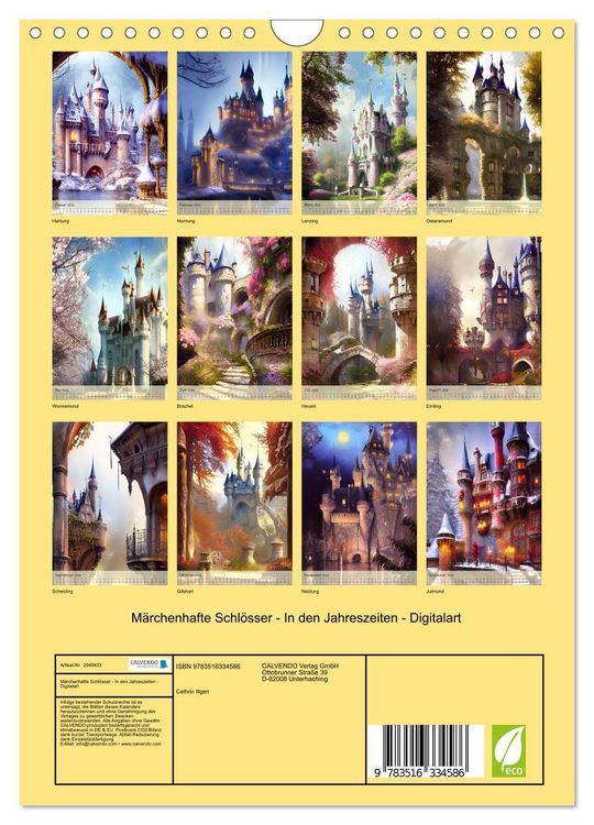 Produktbild: M&auml;rchenhafte Schl&ouml;sser - In den Jahreszeiten - Digitalart (Wandkalender 2026 DIN A4 hoch), CALVENDO Monatskalender