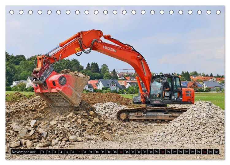 Produktbild: Baufahrzeuge auf der Baustelle (Tischkalender 2027 DIN A5 quer), CALVENDO Monatskalender