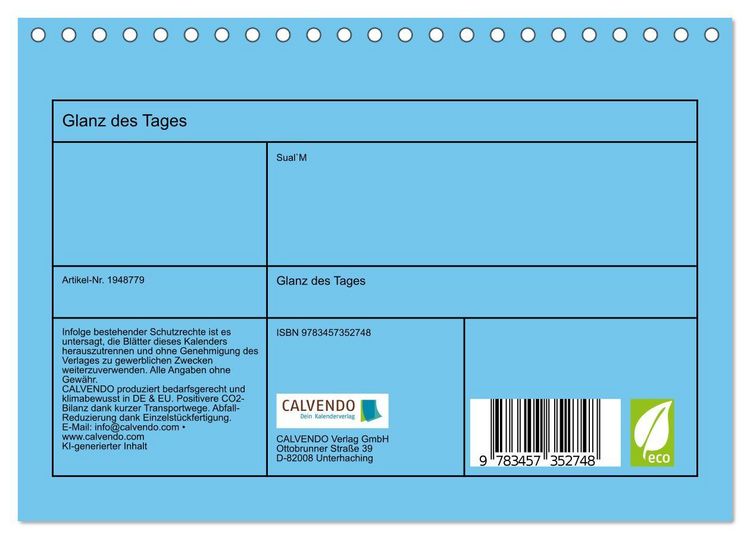 Produktbild: Glanz des Tages (Tischkalender 2026 DIN A5 quer), CALVENDO Monatskalender