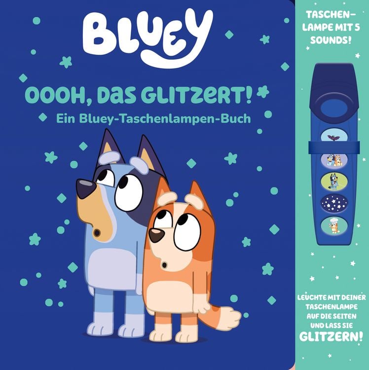 Produktbild: Bluey - Oooh, das glitzert! - Interaktives Taschenlampen-Soundbuch mit 5 Ger&auml;uschen und Glitzerseiten