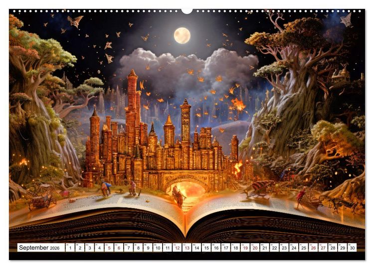 Produktbild: Mystische Welten - Mit B&uuml;chern die Grenzen der Phantasie erweitern (hochwertiger Premium Wandkalender 2026 DIN A2 quer), Kunstdruck in Hochglanz