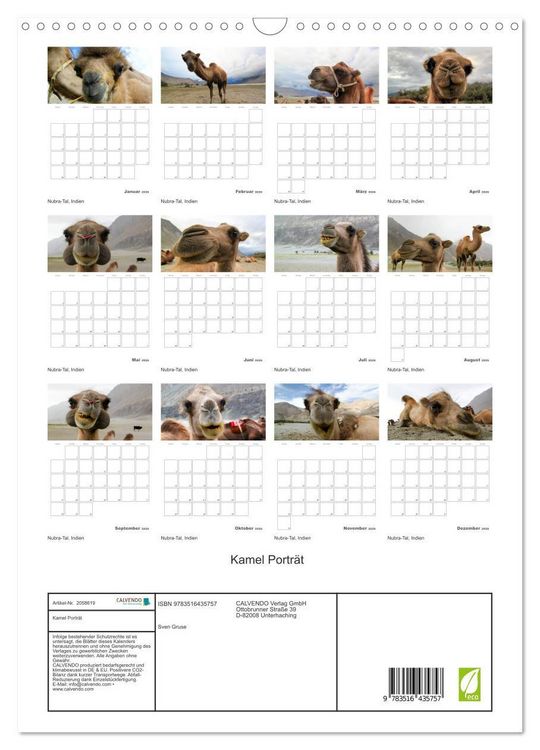 Produktbild: Kamel Portr&auml;t (Wandkalender 2026 DIN A3 hoch), CALVENDO Monatskalender