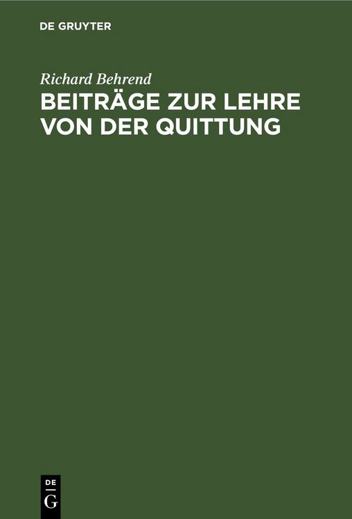 Produktbild: Beitr&auml;ge zur Lehre von der Quittung