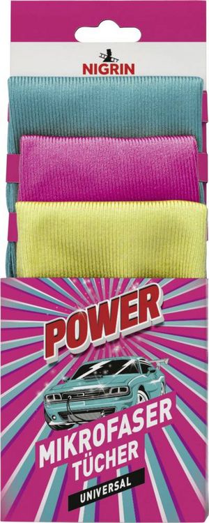 Produktbild: NIGRIN 682414:POWER Mikrofaser-T&uuml;cher-Set ne 3x 1St.