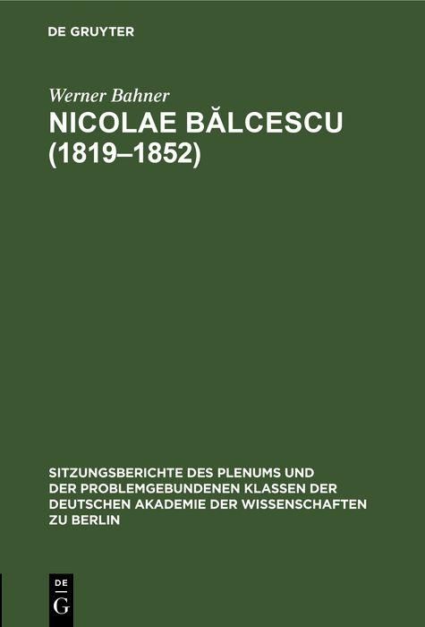 Produktbild: Nicolae B&iquest;lcescu (1819-1852)