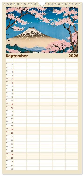 Produktbild: Familienplaner 2026 - Hanami in Japan mit 5 Spalten (Wandkalender, 21 x 45 cm) CALVENDO