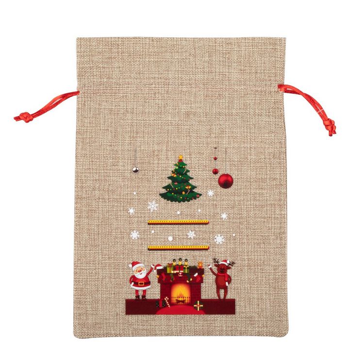 Produktbild: Idena Weihnachtsgeschenksack Tannenbaum Kamin 30x40cm