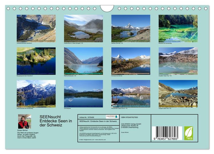 Produktbild: SEENsucht Entdecke Seen in der Schweiz (Wandkalender 2026 DIN A4 quer), CALVENDO Monatskalender