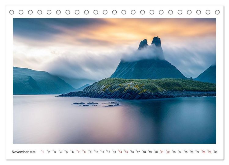 Produktbild: KI Landschaften (Tischkalender 2026 DIN A5 quer), CALVENDO Monatskalender
