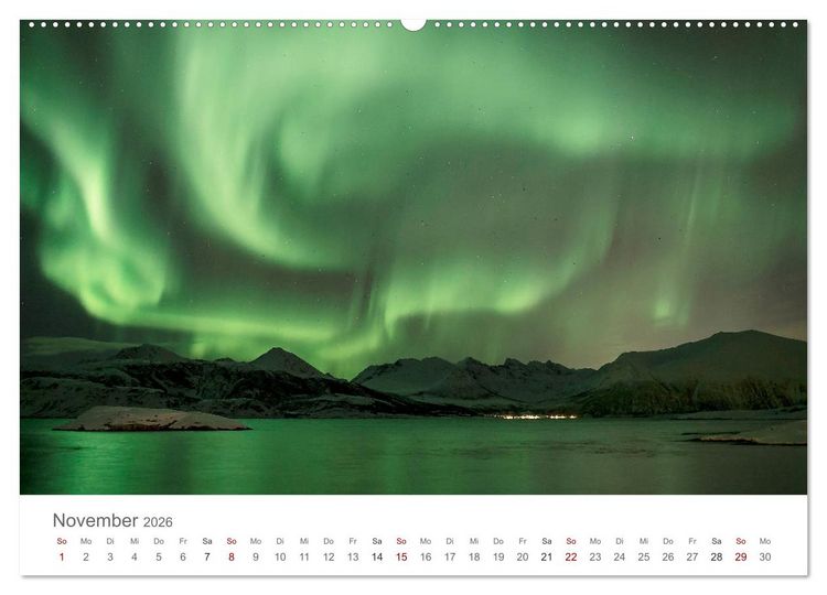 Produktbild: Nordlichter - Magische N&auml;chte in Skandinavien (Wandkalender 2026 DIN A2 quer), CALVENDO Monatskalender