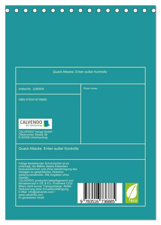 Produktbild: Quack Attacke. Enten au&szlig;er Kontrolle (Tischkalender 2026 DIN A5 hoch), CALVENDO Monatskalender