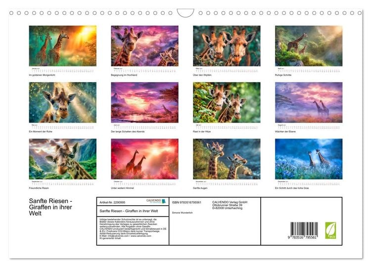 Produktbild: Sanfte Riesen - Giraffen in ihrer Welt (Wandkalender 2027 DIN A3 quer), CALVENDO Monatskalender
