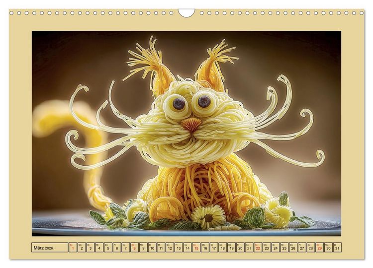 Produktbild: Auf dem Nudelhof. Spaghetti-Tiere zum Schmunzeln (Wandkalender 2026 DIN A3 quer), CALVENDO Monatskalender