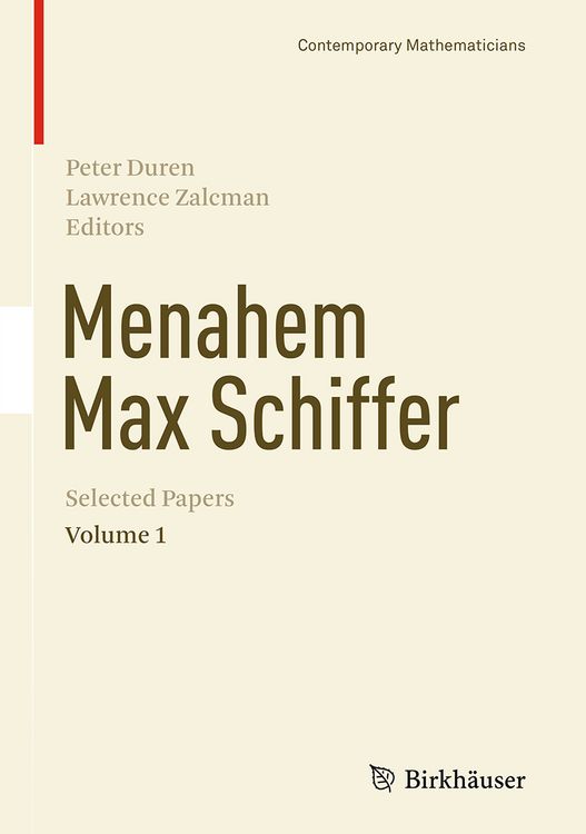 Produktbild: Menahem Max Schiffer: Selected Papers Volume 1