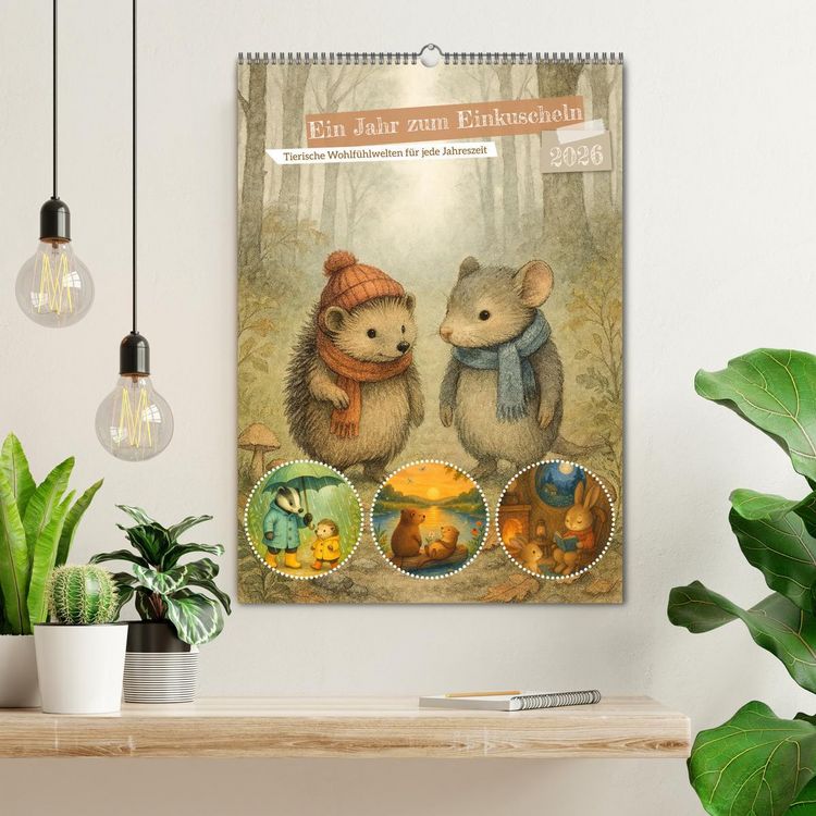 Produktbild: Ein Jahr zum Einkuscheln - Tierische Wohlf&uuml;hlwelten f&uuml;r jede Jahreszeit (Wandkalender 2026 DIN A2 hoch), CALVENDO Monatskalender