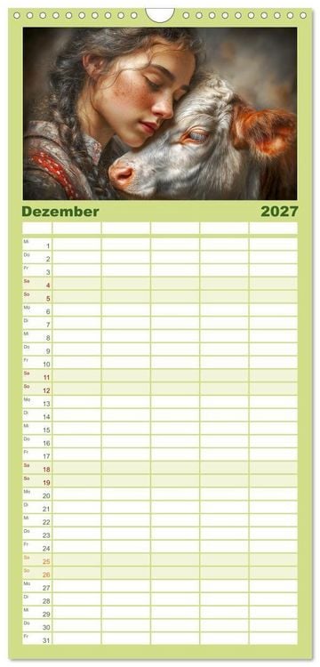 Produktbild: Familienplaner 2027 - Mensch und Tier. Momente voller W&auml;rme, Vertrauen und Respekt mit 5 Spalten (Wandkalender, 21 x 45 cm) CALVENDO