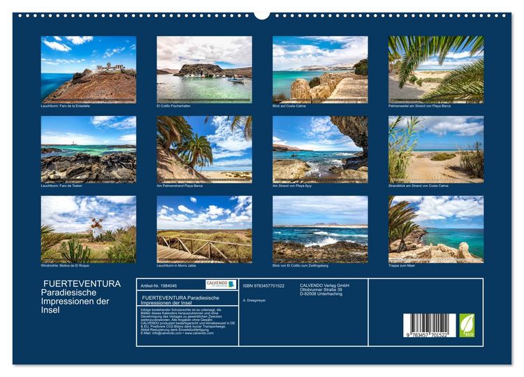 Produktbild: FUERTEVENTURA Paradiesische Impressionen der Insel (hochwertiger Premium Wandkalender 2026 DIN A2 quer), Kunstdruck in Hochglanz