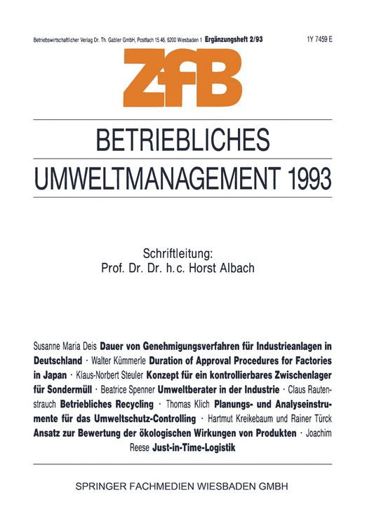 Produktbild: Betriebliches Umweltmanagement 1993