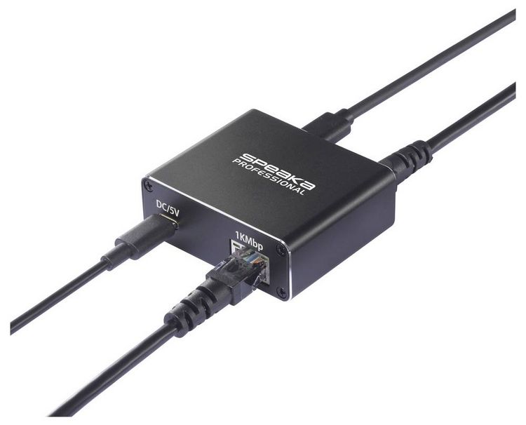 Produktbild: SpeaKa Professional SP-GNS-190 Splitter 1+1 Port RJ45, USB-C&reg; 1 GBit/s USB-Stromversorgung