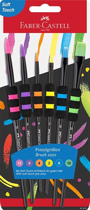 Produktbild: Faber-Castell Pinsel 6er Set Schwarz Softgriffst&uuml;ck BK