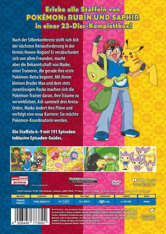 Produktbild: Pok&eacute;mon - Die TV-Serie: Rubin und Saphir - Staffel 6-9 [23 DVDs]