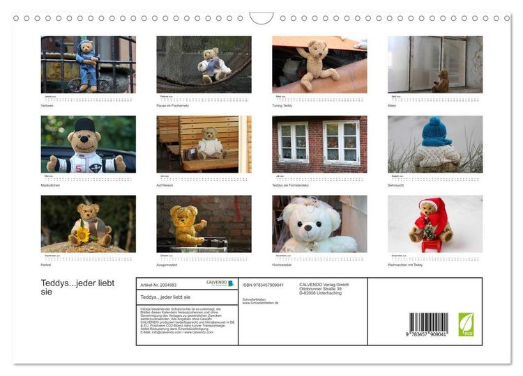 Produktbild: Teddys...jeder liebt sie (Wandkalender 2026 DIN A3 quer), CALVENDO Monatskalender