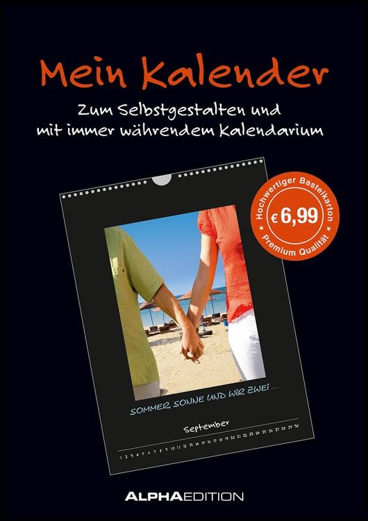 Produktbild: Mein Kalender - Bastelkalender 21x29,7 - schwarz - Do it yourself calendar A4 - immerwährend - Foto Kalender - Alpha Edition