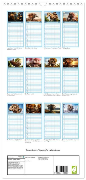 Produktbild: Familienplaner 2026 - Baumh&auml;user - Traumhafte Luftschl&ouml;sser mit 5 Spalten (Wandkalender, 21 x 45 cm) CALVENDO