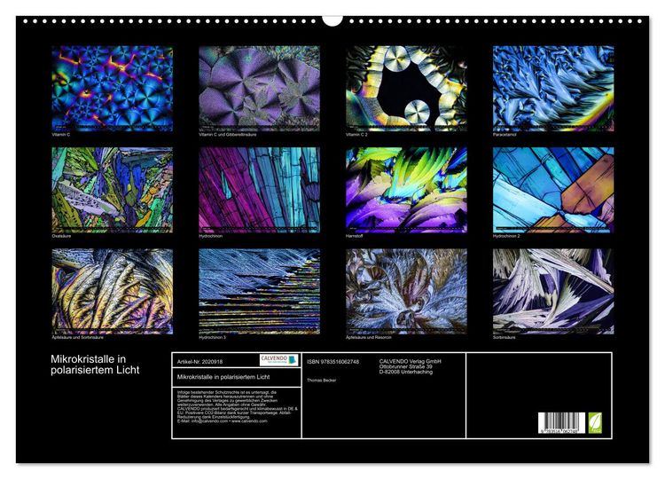 Produktbild: Mikrokristalle in polarisiertem Licht (Wandkalender 2026 DIN A2 quer), CALVENDO Monatskalender