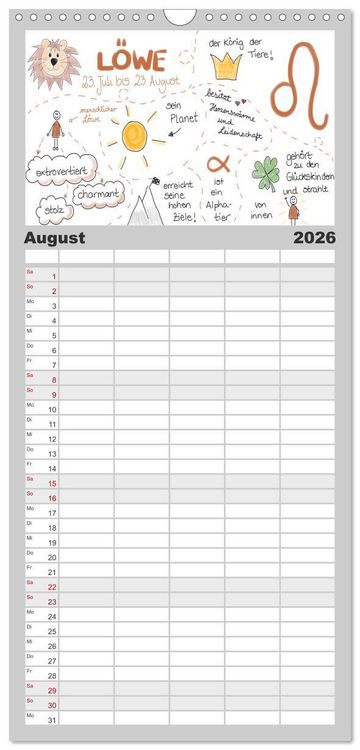 Produktbild: Familienplaner 2026 - Sternzeichen-Kalender mit 5 Spalten (Wandkalender, 21 x 45 cm) CALVENDO